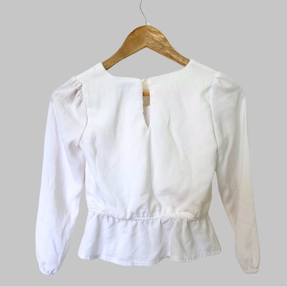 🍎NWOT Perfect White Blouse Girls Sz 6/7 Cinch Waist Bow - Picture 4 of 4